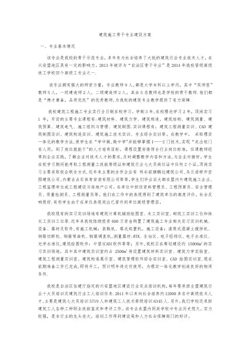 建筑工程骨干专业建设方案(建筑)终稿