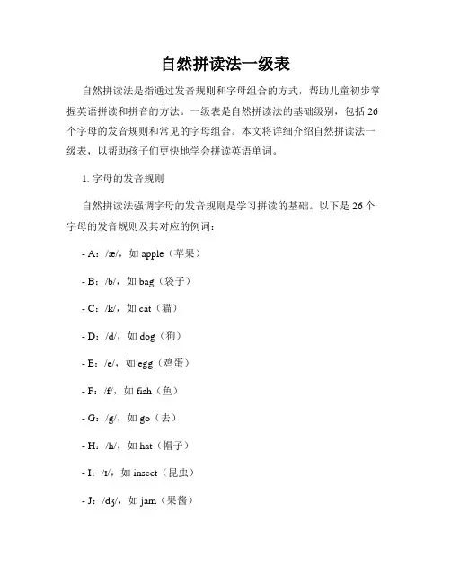 自然拼读法一级表