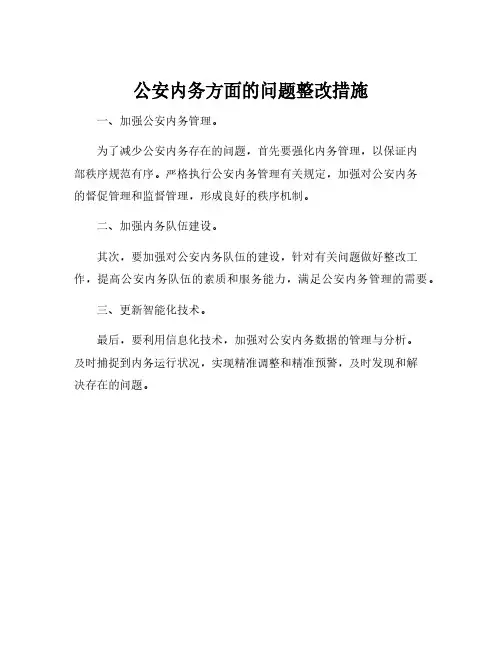 公安内务方面的问题整改措施