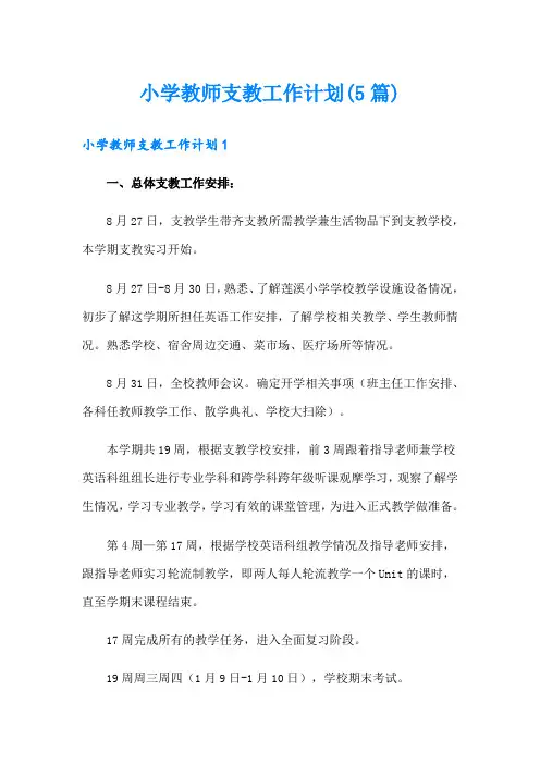 小学教师支教工作计划(5篇)