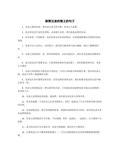 称赞兄弟的情义的句子