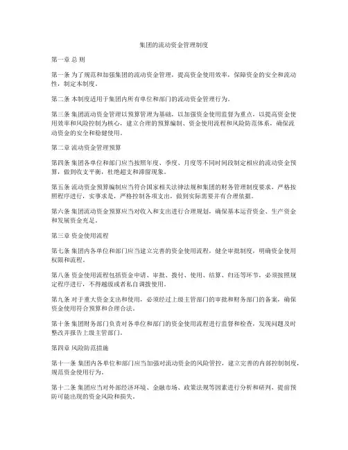集团的流动资金管理制度