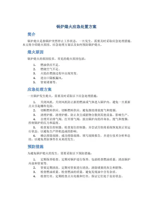 锅炉熄火应急处置方案