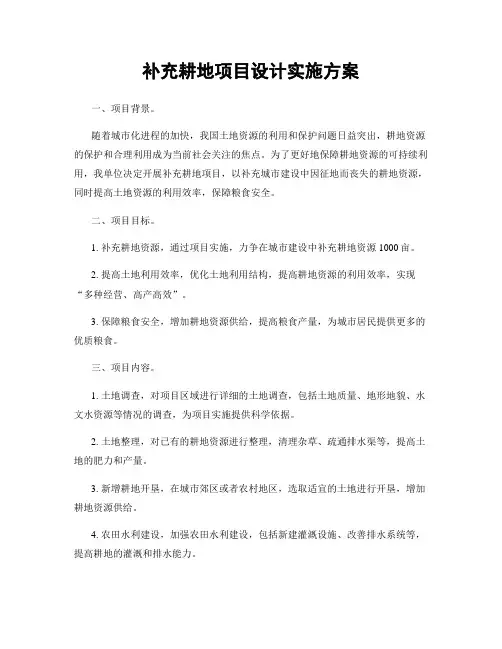 补充耕地项目设计实施方案