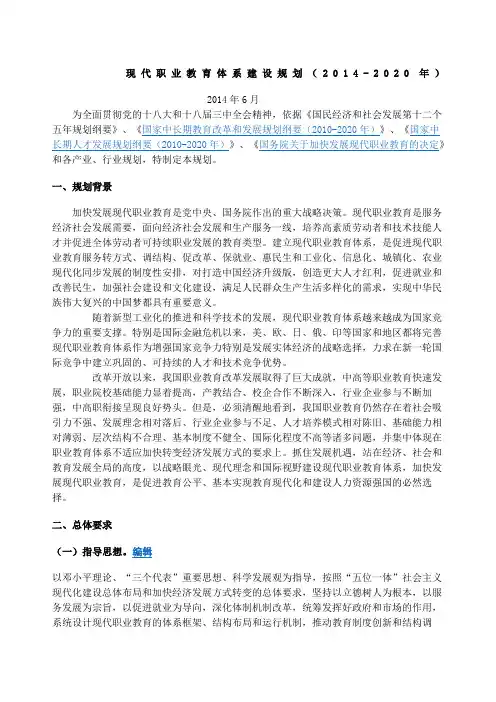 现代职业教育体系建设规划