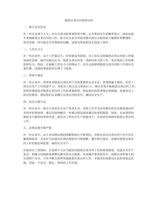 隐患自查自纠原因分析