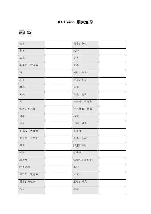 牛津八年级上册 Unit 6 期末复习(单词 短语 搭配 语法)