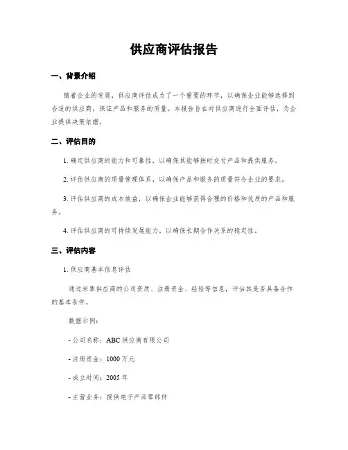 供应商评估报告