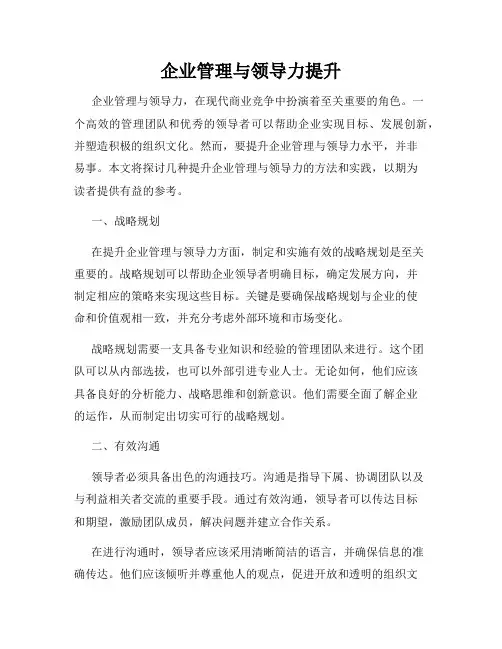 企业管理与领导力提升