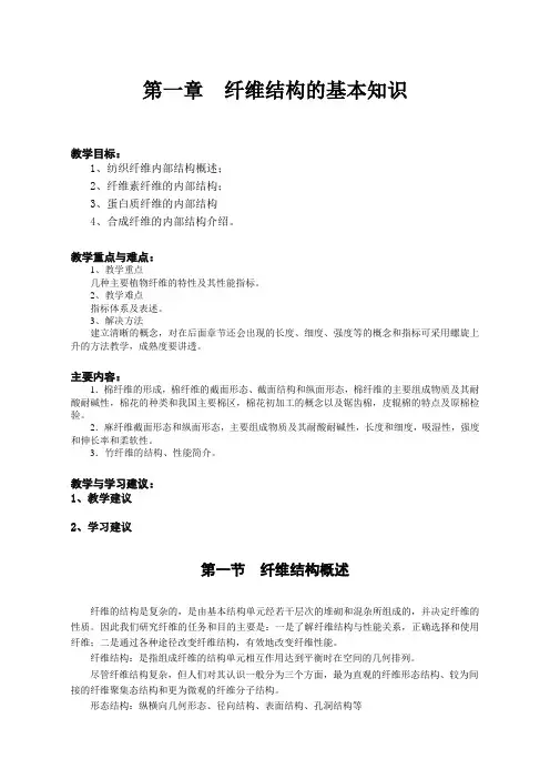 纺织材料学教案1 纤维结构的基本知识