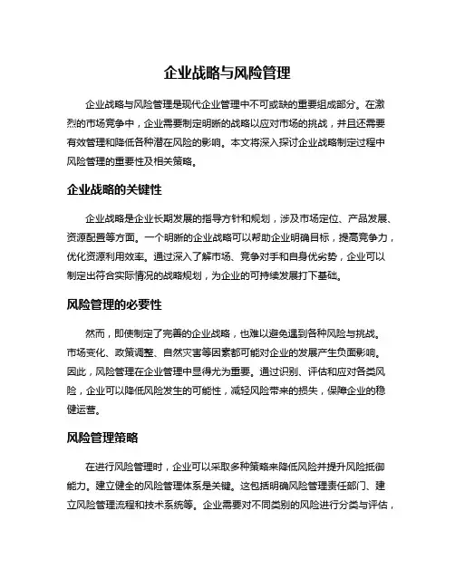 企业战略与风险管理