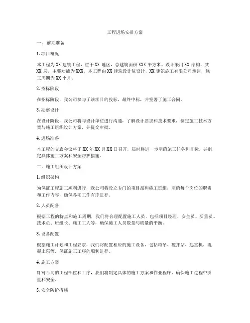 工程进场安排方案