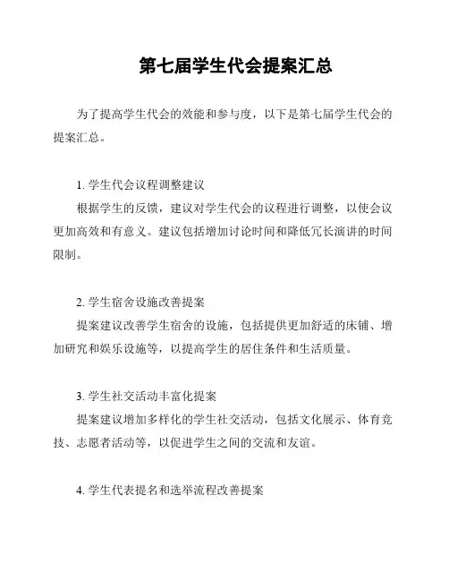 第七届学生代会提案汇总