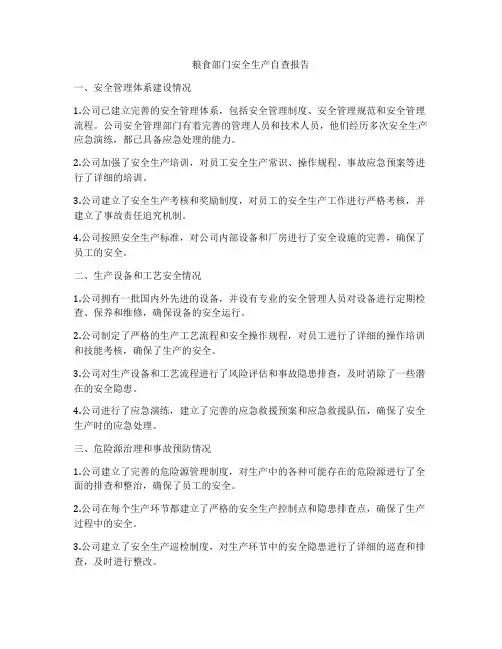粮食部门安全生产自查报告