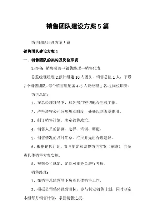 销售团队建设方案5篇