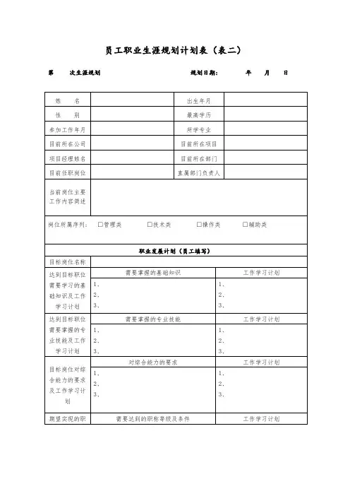员工职业生涯规划计划表(表2)