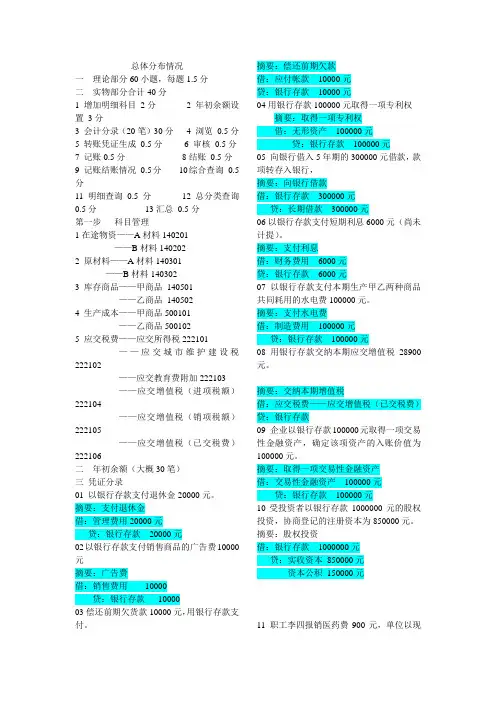 会计电算化实务试题(重点)