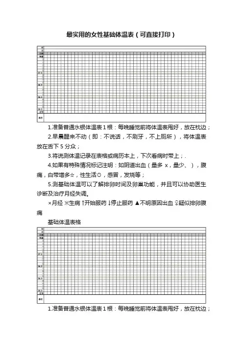 最实用的女性基础体温表（可直接打印）