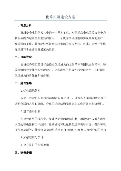 优秀班组建设方案