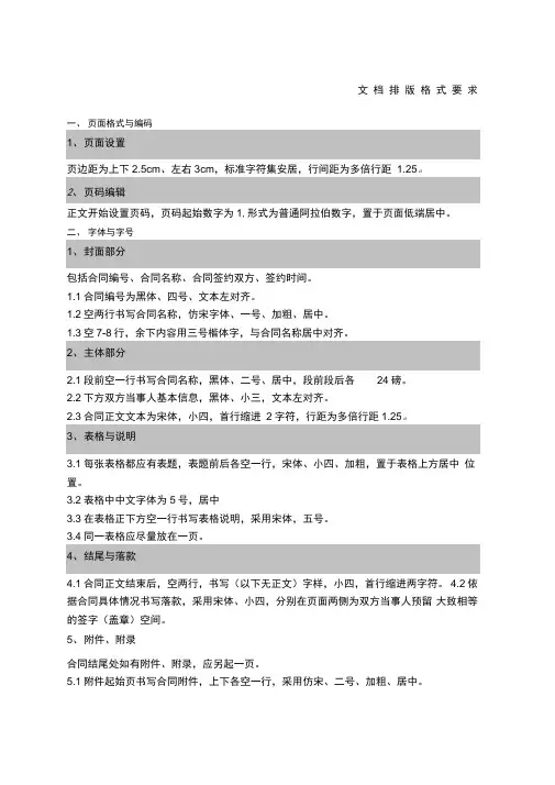 合同标准排版格式
