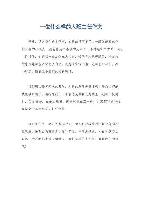 一位什么样的人班主任作文