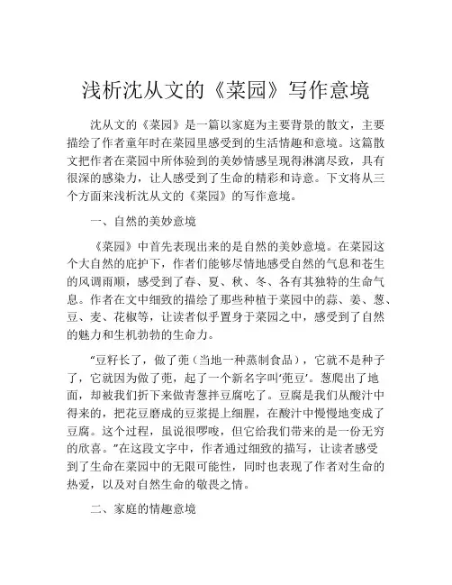 浅析沈从文的《菜园》写作意境