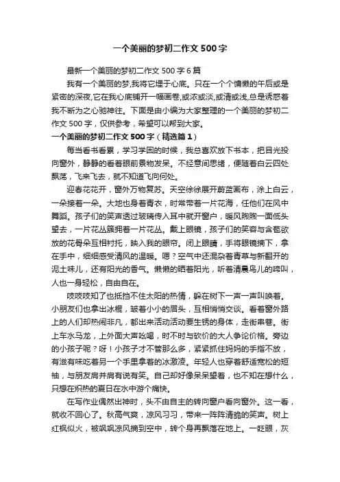 一个美丽的梦初二作文500字