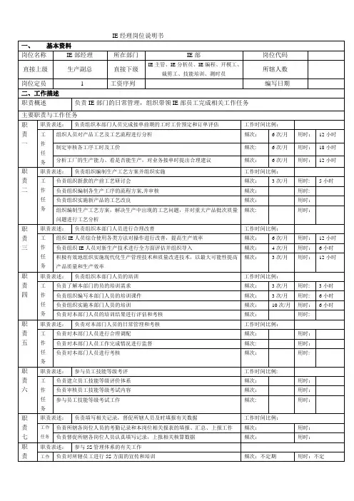 IE部岗位职责