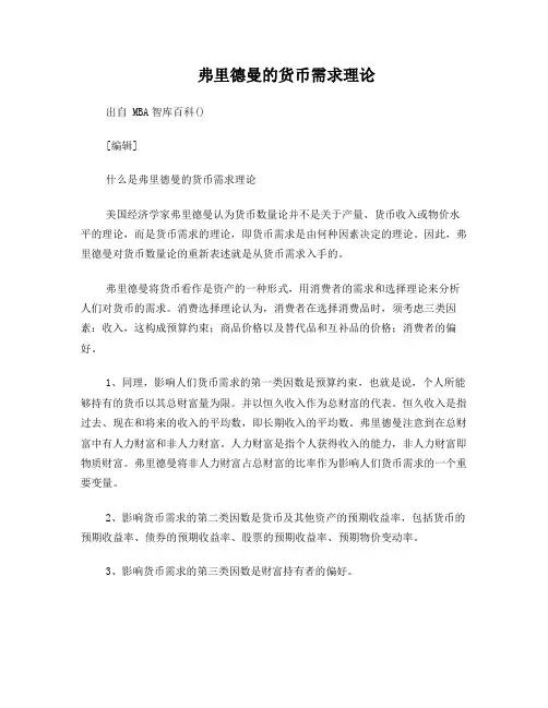 弗里德曼的货币需求理论