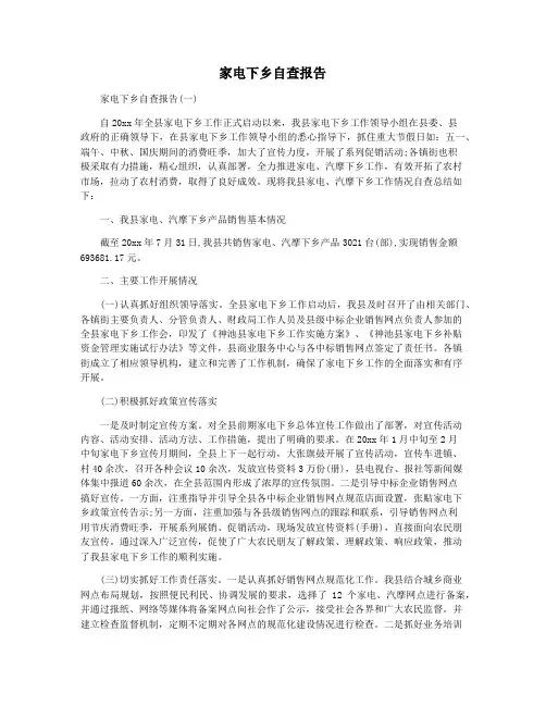 家电下乡自查报告