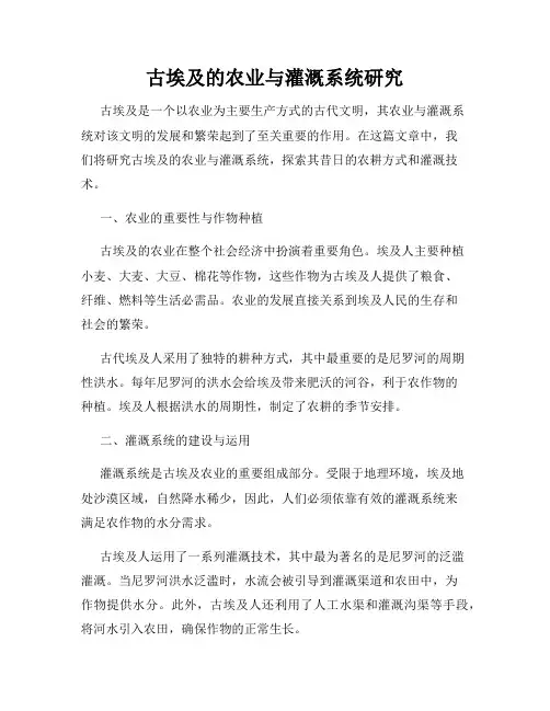 古埃及的农业与灌溉系统研究