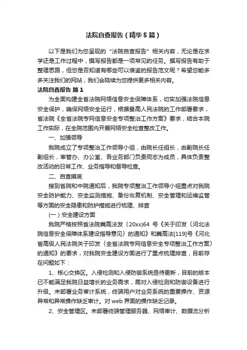 法院自查报告（精华5篇）