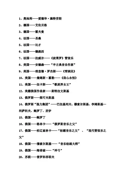 西方音乐家资料