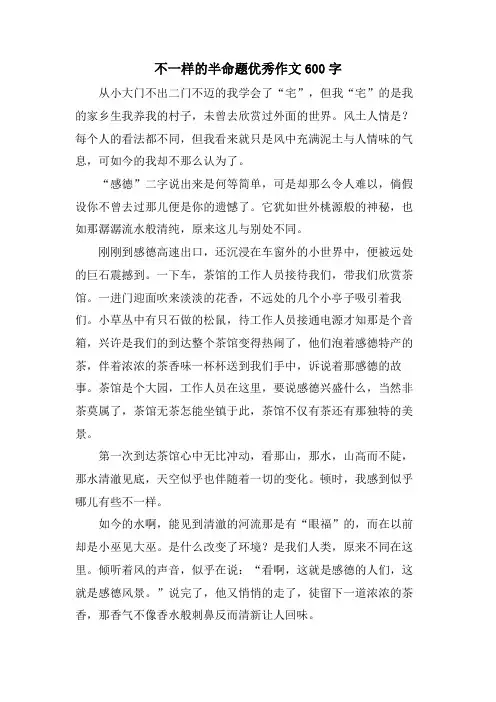 不一样的半命题优秀作文600字