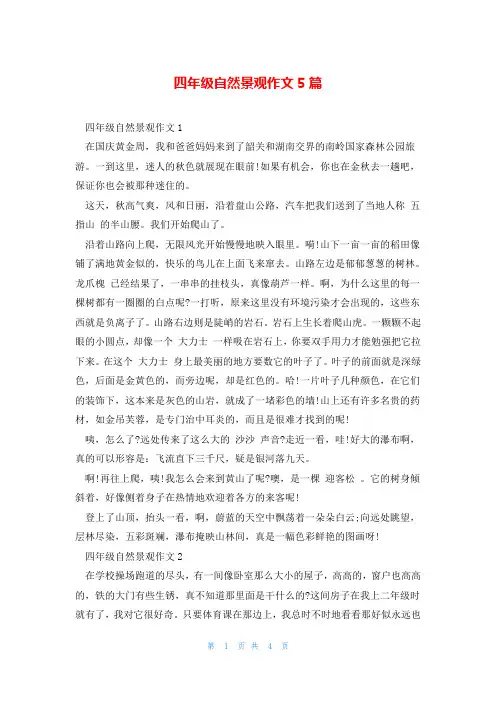 四年级自然景观作文5篇