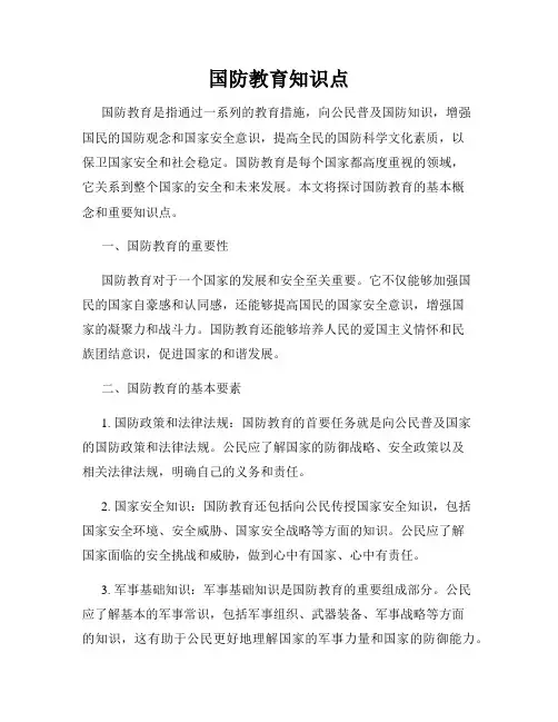 国防教育知识点