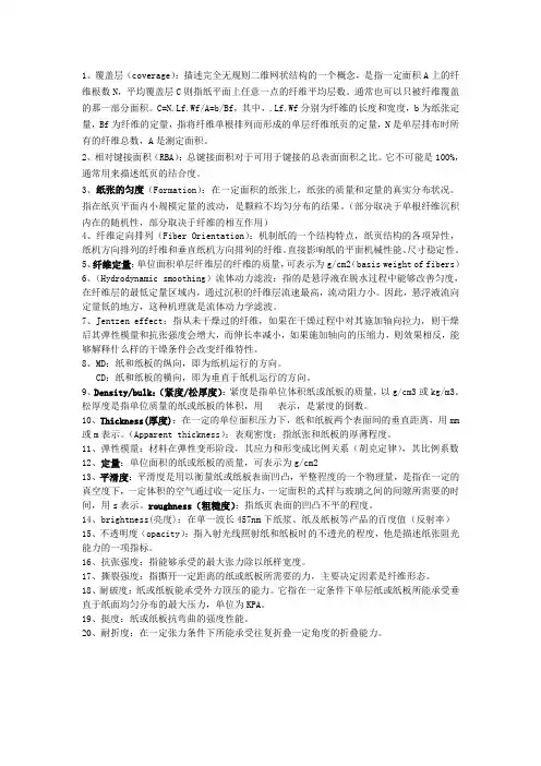 纸张特性相关概念