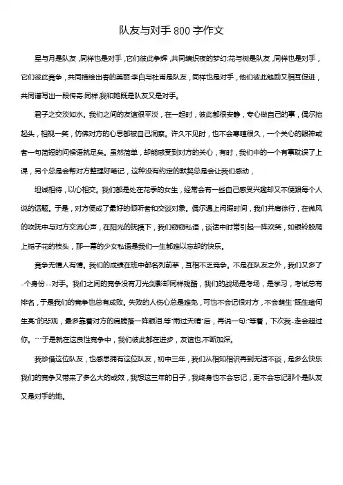 队友与对手800字作文