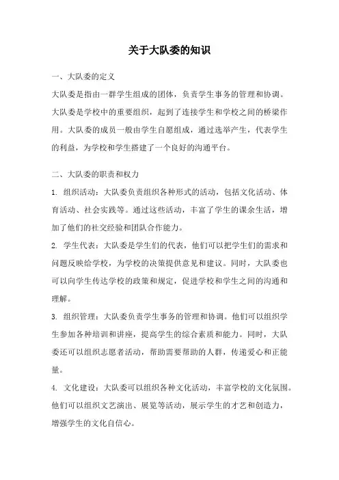 关于大队委的知识