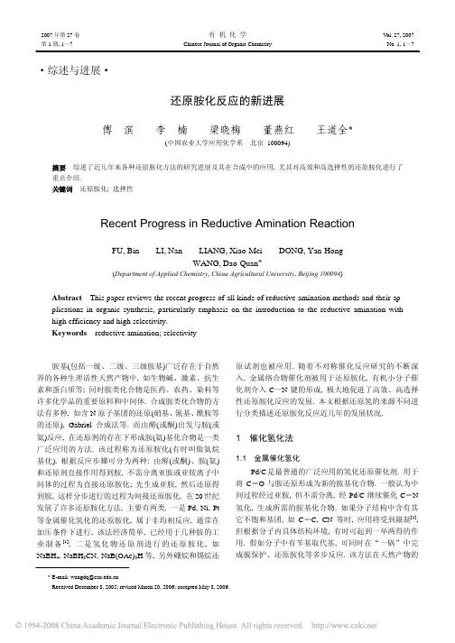 还原胺化反应的新进展