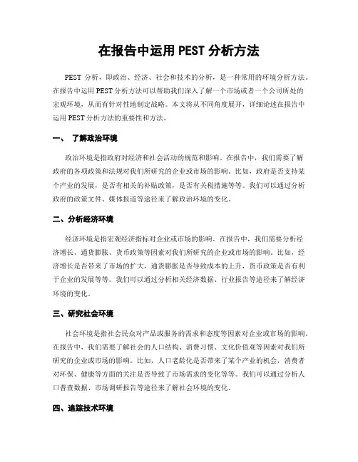 在报告中运用PEST分析方法