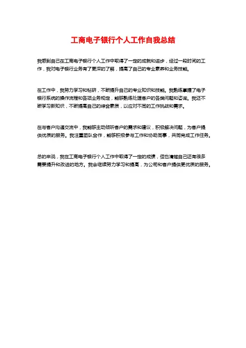 工商电子银行个人工作自我总结