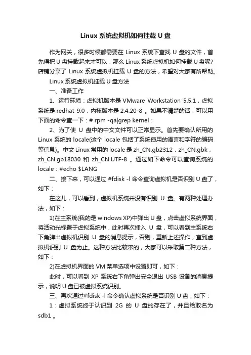 Linux系统虚拟机如何挂载U盘