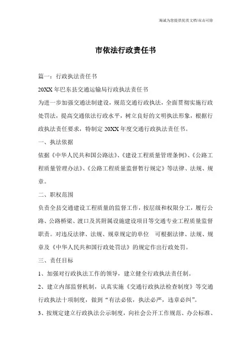 市依法行政责任书
