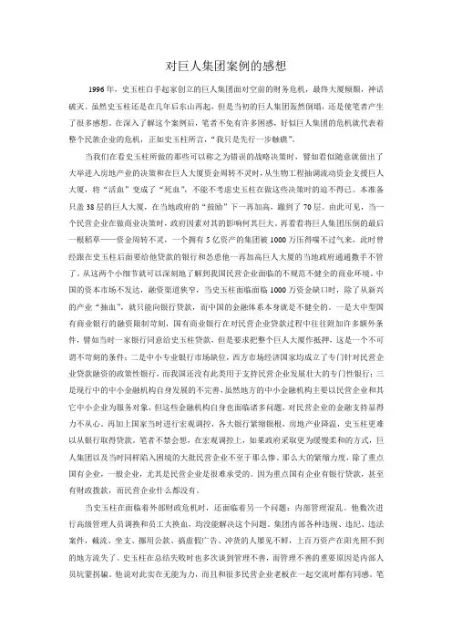 对巨人集团案例的感想