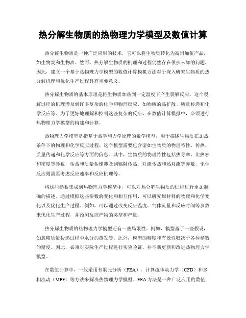热分解生物质的热物理力学模型及数值计算