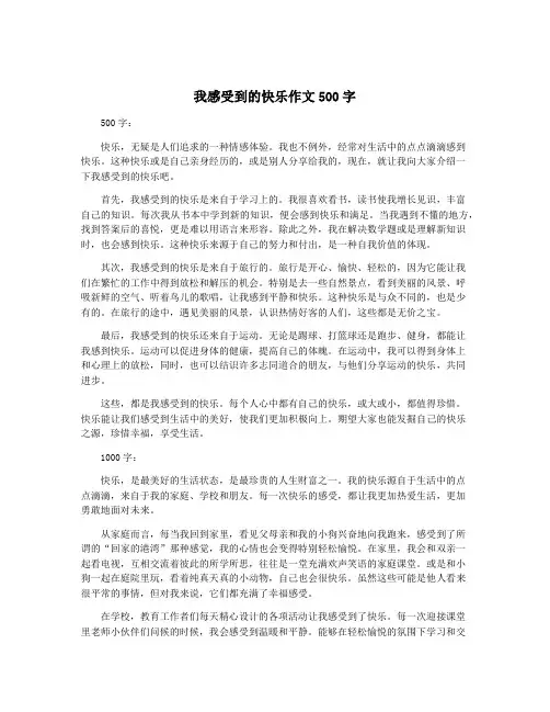 我感受到的快乐作文500字