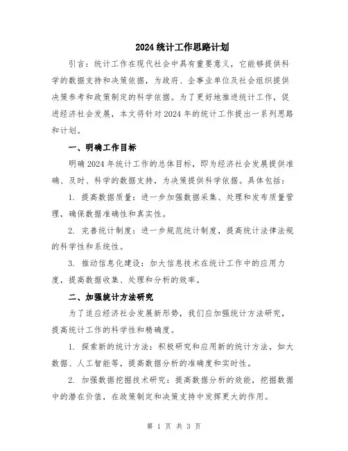 2024统计工作思路计划