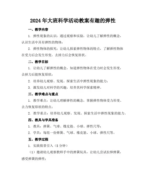 2024年大班科学活动教案有趣的弹性