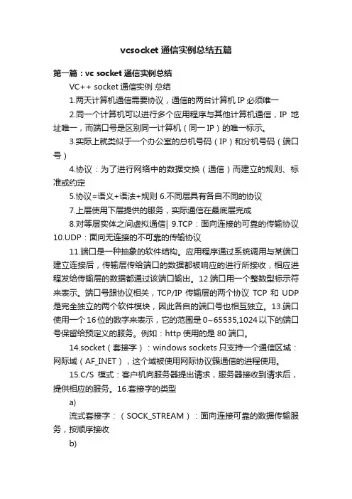 vcsocket通信实例总结五篇